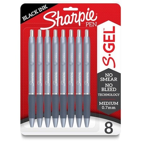 Newell Brands Sharpie Pen, Gel, 0.7mm, Black Ink/Fashion Blue Barrel, 8PK SAN2169764